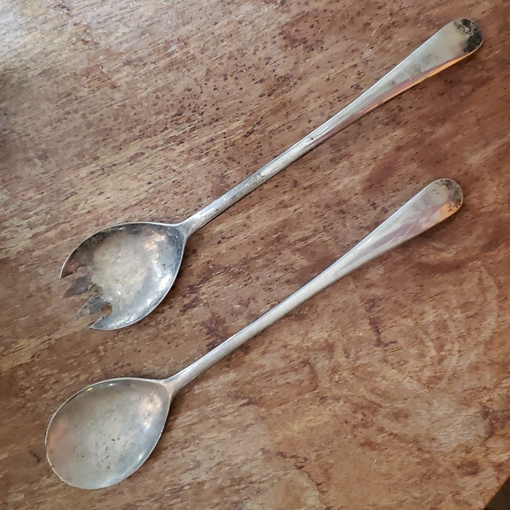 Silver plated salad servers FB Rogers Italy